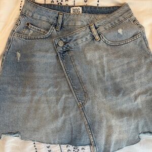 BDG Blue Asymmetrical Wrap Mini Skirt